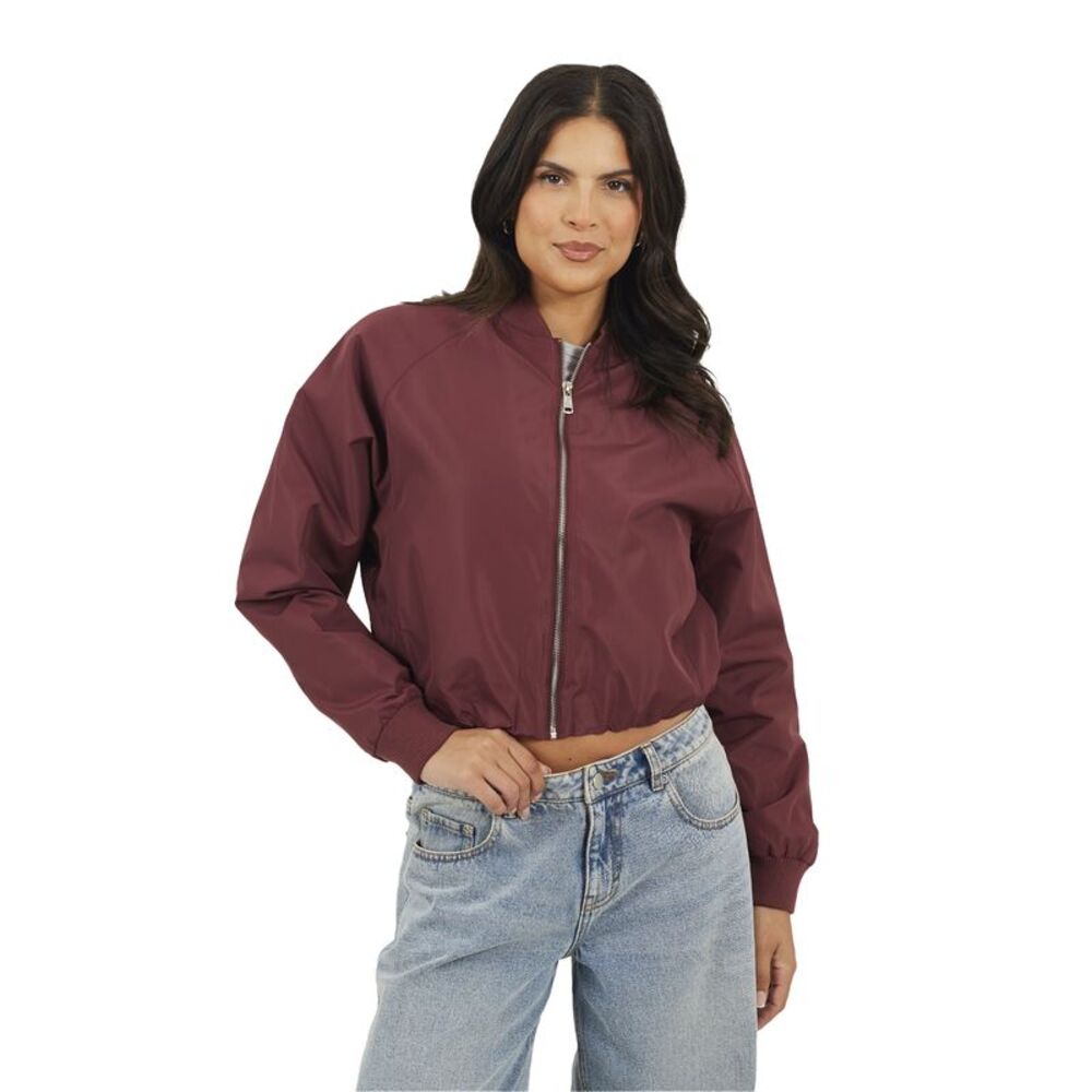 Brave Soul Womens/Ladies Bomber Jacket / Burgundy